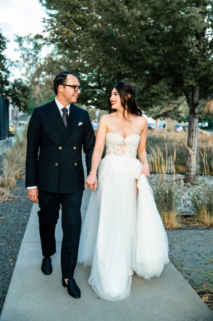 Bride and Groom Walking into Forever