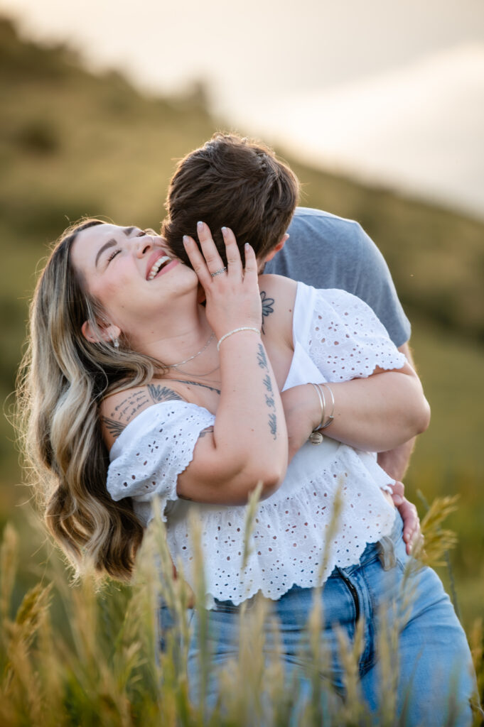 Adorable couple embracing in the sun