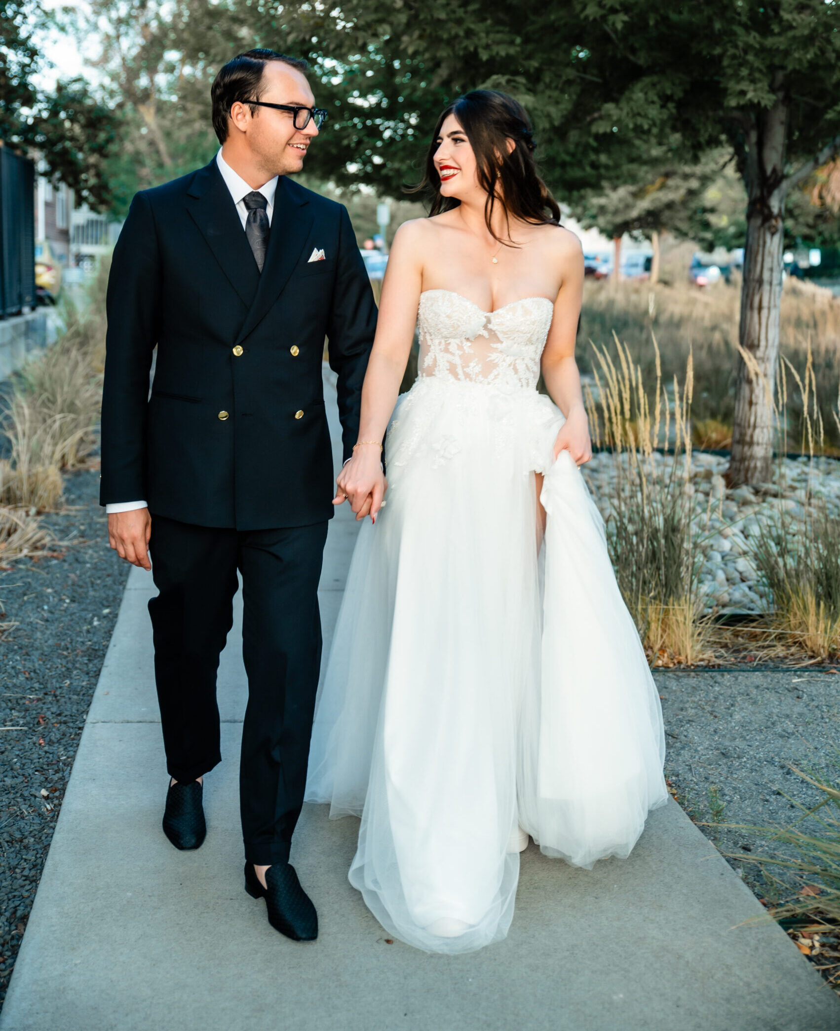 Bride and Groom Walking into Forever